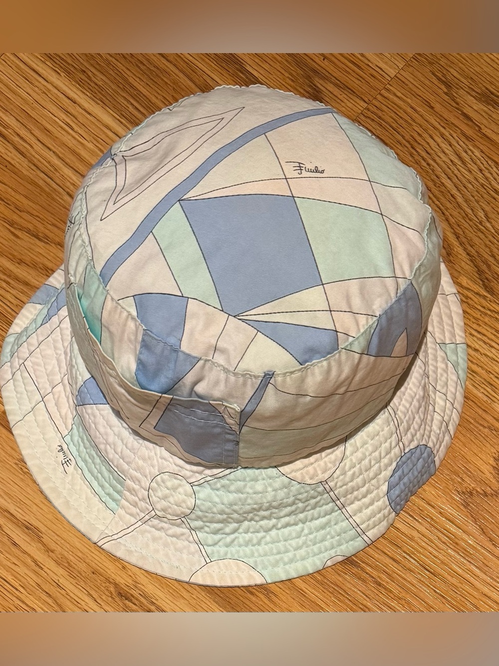 Vintage Emilio Pucci Firenze Bucket Hat Pastel Geometric Print One Size